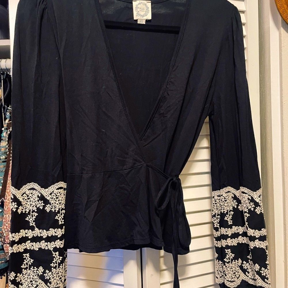 Blue Rain Wrap Top - Picture 2 of 3